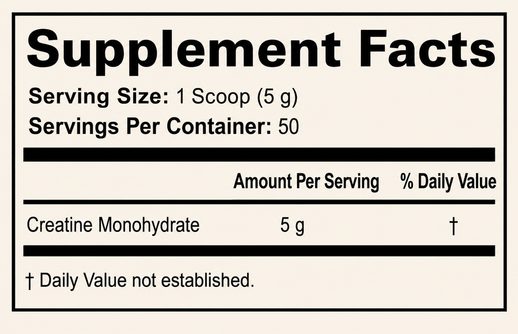 supplement facts label for vyro daily strength creatine monohydrate